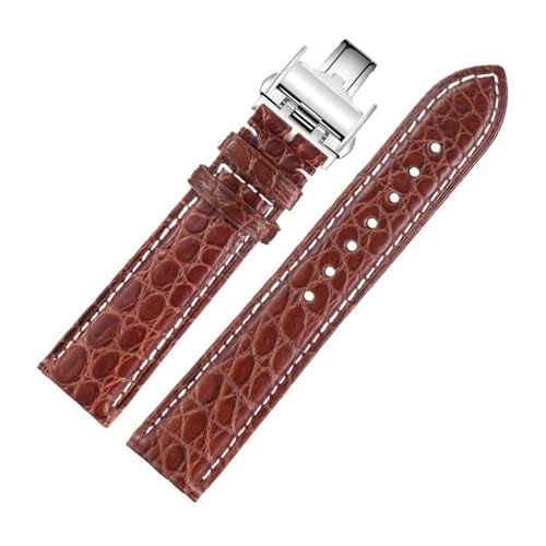 JPXXFM Krokodil Uhrenband kompatibel mit Master L2 L3 L4 L2.628 L2.673 Gurtarmband 19 mm 21 mm 22 mm (brauner Weißgold, 19 mm) von JPXXFM