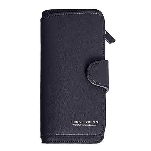 JPXXFM Lange farbige Reißverschlusstasche Multi -Card -ID -Geldbörse Kupplungsbrieftaschen mit Reißverschluss (schwarz, eine Größe) von JPXXFM