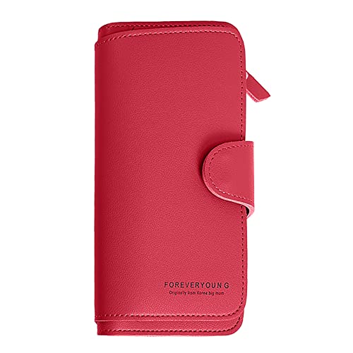 JPXXFM Lange farbige Zip -Geldbörse Multi -Card -ID -Geldbörse Kupplungsbrieftaschen mit Reißverschluss (rot, eine Größe) von JPXXFM