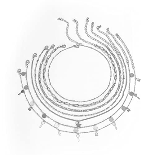 JPXXFM Layered Necklaces, Chain Necklace for Women Chunky Adjustable Chain Necklace with Charms von JPXXFM