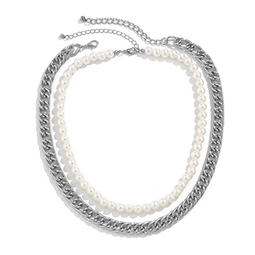 JPXXFM Layered Necklaces, Strand Necklaces for Women Adjustable Beads and Cuban Chain Necklace von JPXXFM