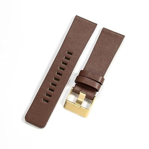 JPXXFM Leather Watchbands For Diesel Simple Plain Cowhide Coffee Watch Strap von JPXXFM
