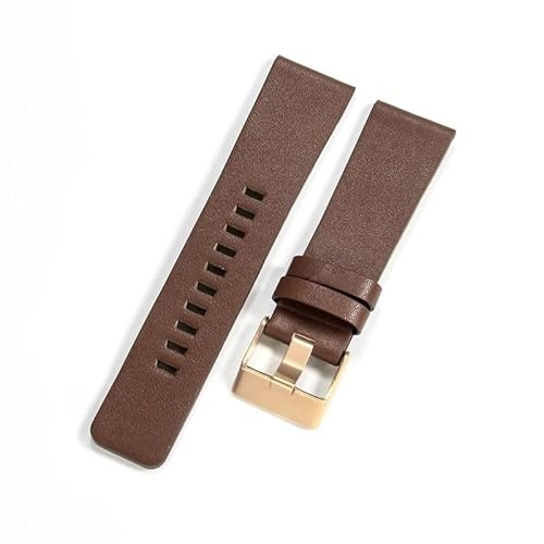 JPXXFM Leather Watchbands For Diesel Simple Plain Cowhide Coffee Watch Strap von JPXXFM