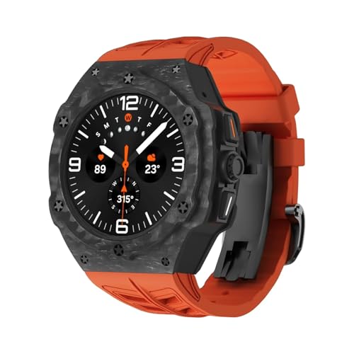 JPXXFM Luxus Modifikation Kit Galaxy Watch 7 Ultra 47mm Carbon Gehäuse Gummiarmband Galaxy Watch Ultra Carbon Fiber Cover Armbänder von JPXXFM