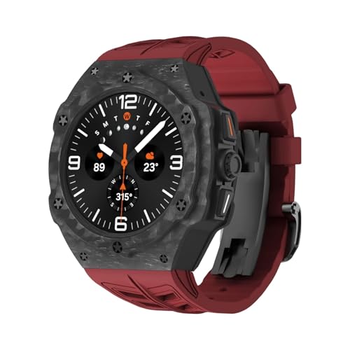 JPXXFM Luxus Modifikation Kit Galaxy Watch 7 Ultra 47mm Carbon Gehäuse Gummiarmband Galaxy Watch Ultra Carbon Fiber Cover Armbänder von JPXXFM