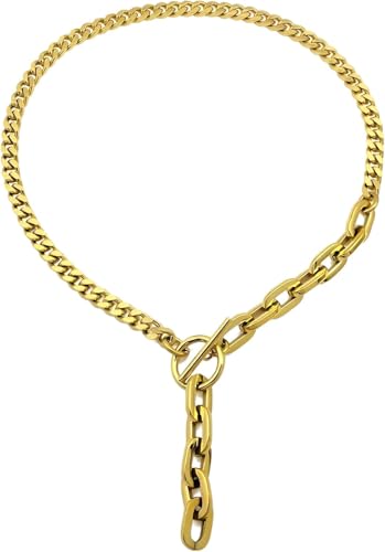 JPXXFM Männer Frauen umschalten, Sterling Silber Hip Hop Cuban Link T Balkenschaltung Lange Halskette, Schließschlüsselkette von JPXXFM