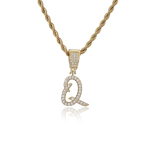 JPXXFM Männerkette Zirkon Halskette 26 Hauptbuchstabenanhänger Schmuck 45cm Doppel -Twist -Kette von JPXXFM