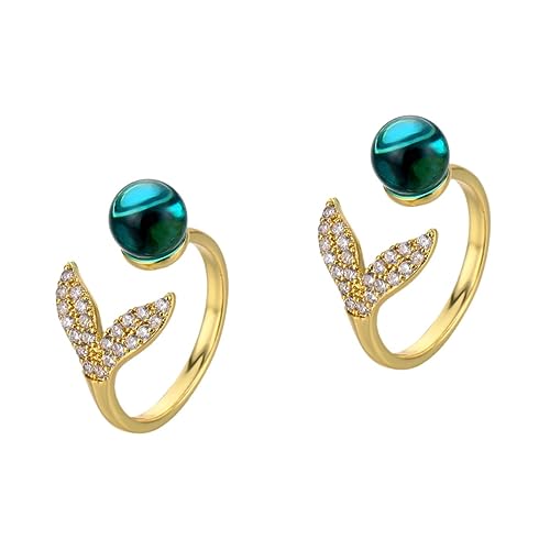 JPXXFM Meerjungfrau Perle Ringe Teen Dekoration Hoop Gold Hoops Ohrringe für Frauen kleiner Finger Open Ringlegierung Schmuck von JPXXFM