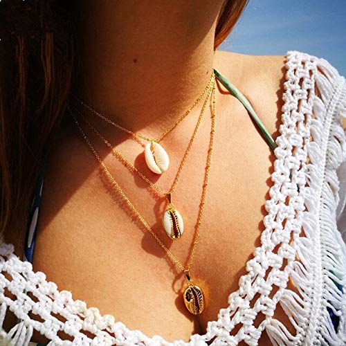 JPXXFM Modeschale geschichtete Anhängerketten für Frauen Conch Natural Shell Muschel Muschel Strand Böhmische Schmuck Halskette von JPXXFM