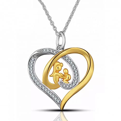 JPXXFM Mom Schmuck Kristall Herz Anhänger Halskette Farbe Mutter und Kinderschmuck Liebe Halskette von JPXXFM