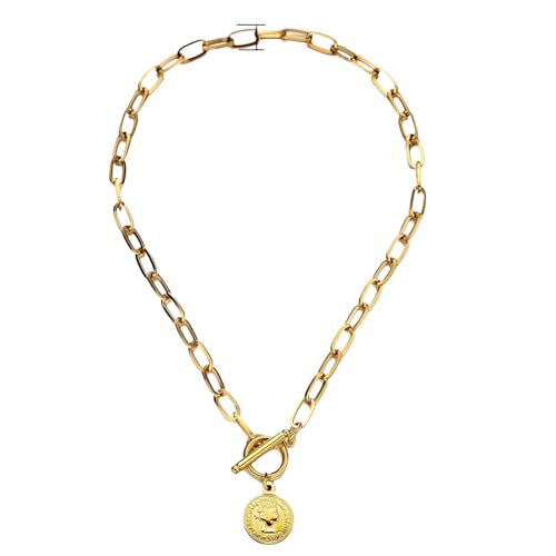 JPXXFM Münzschaltehalskette für Frauen, Papierklammerkette Vorhängeschloss Anhänger Halskette - Schloss und Schlüssel, Herz, Münzkette Anhänger Halskette von JPXXFM