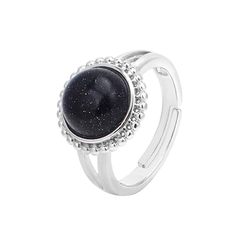JPXXFM Naturstein runder Perlenspitze Persönlichkeit Ring White Pine Green Aventurine Öffnen verstellbarer kreativer Männer und All -Match -Sommerschmuck - 1 Stück von JPXXFM