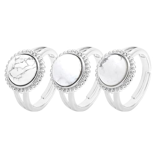 JPXXFM Naturstein runder Perlenspitze Persönlichkeit Ring White Pine Green Aventurine Öffnen verstellbarer kreativer Männer und All -Match -Sommerschmuck - 1 Stück von JPXXFM