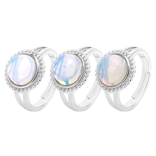 JPXXFM Naturstein runder Perlenspitze Persönlichkeit Ring White Pine Green Aventurine Öffnen verstellbarer kreativer Männer und All -Match -Sommerschmuck - 1 Stück von JPXXFM