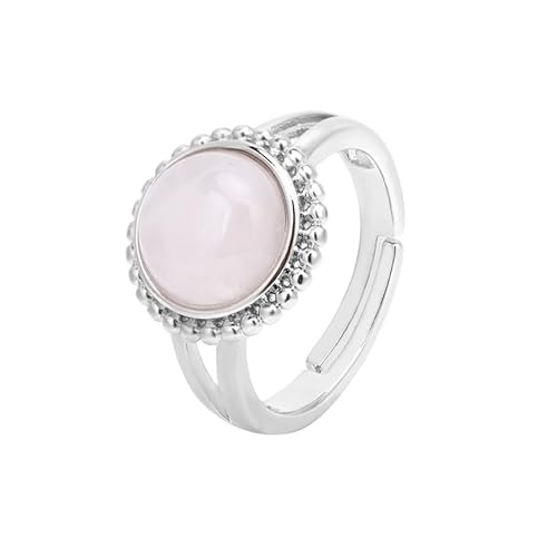 JPXXFM Naturstein runder Perlenspitze Persönlichkeit Ring White Pine Green Aventurine Öffnen verstellbarer kreativer Männer und All -Match -Sommerschmuck - 1 Stück von JPXXFM