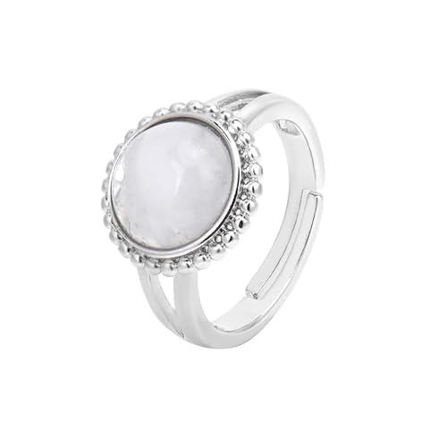 JPXXFM Naturstein runder Perlenspitze Persönlichkeit Ring White Pine Green Aventurine Öffnen verstellbarer kreativer Männer und All -Match -Sommerschmuck - 1 Stück von JPXXFM