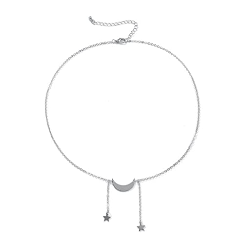 JPXXFM Necklaces for Women, Chain Necklace for Women Chunky Adjustable Cable Chain Necklace with Moon and Star Pendant von JPXXFM