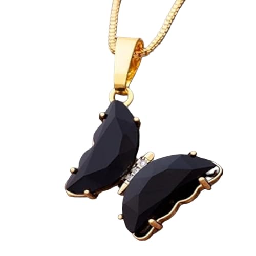 JPXXFM Ornamente Neu 2025 Original Design 12 Farben Charme Kristall Schmetterling Anhänger Halsketten für Frauen Trendy Party Hochzeit Neu für Jahr Schmuckgeschenk Mode kreative Geschenkskulptur von JPXXFM