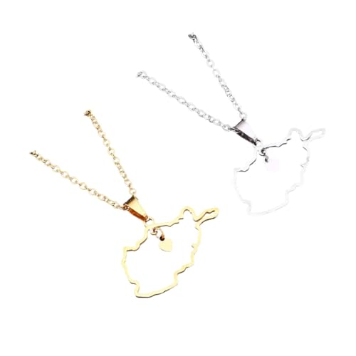 JPXXFM Ornamente neue 2025 Mode Afghanistan Karte mit Herzheizen Halsketten für Frauen ihre Edelstahl -Farb-/Farbkarten Schmuckgeschenk mit für Sie Schmuck Mode kreatives Geschenk von JPXXFM