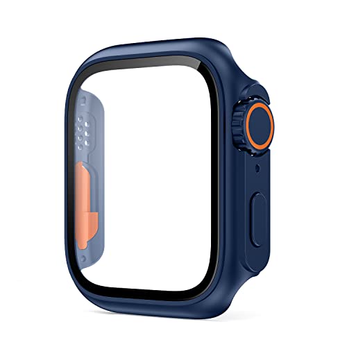 JPXXFM PC Firma Cover für Fall 45 mm 41 mm 44 mm 42 mm 42 mm 38 mm Glas Erscheinungsbild Upgrade Ultra iWatch Serie 8 7 Se2 6 5 4 3 (Farbe: Weiß, Größe: 41 mm) von JPXXFM