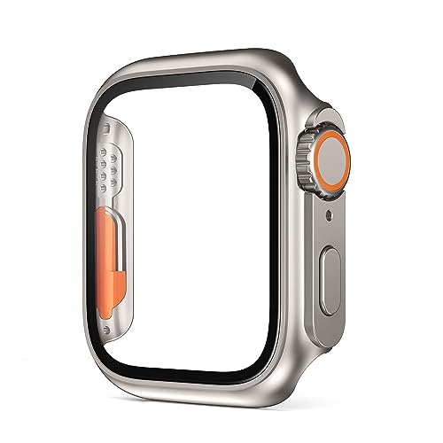 JPXXFM PC Firma Cover für Fall 45 mm 41 mm 44 mm 42 mm 42 mm 38 mm Glas Erscheinungsbild Upgrade Ultra iWatch Serie 8 7 Se2 6 5 4 3 (Farbe: Weiß, Größe: 41 mm) von JPXXFM