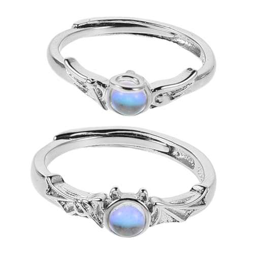 JPXXFM Pearl The Scoops Black Kit Mond Stein Frauen Paare Flügel Schlange Opal Ring von JPXXFM