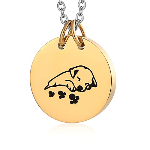 JPXXFM Pet Ashes Halskette Hund, personalisierte Einäscherung Halskette für Asche Edelstahl Round Anhänger mit Hund und Pfotenabdruck von JPXXFM