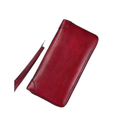 JPXXFM Retro -Frauen -Geschäftsbrieftaschen Geldclips Cowide -Kartenhüllen echte Lederhandtaschen Münzbaus (Größe: Rot) von JPXXFM