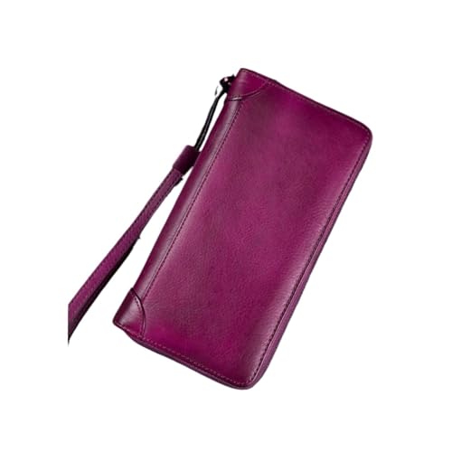 JPXXFM Retro Frauengeschäftsbrieftaschen Geldclips Cowide -Kartenhüllen echte Lederhandtaschen Münzbaus (Größe: lila) von JPXXFM