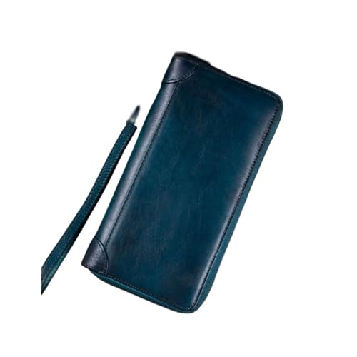 JPXXFM Retro Frauengeschäftsbrieftaschen Geldclips Cowide Kartenhüllen echte Lederhandtaschen Münzbaus für Abendtaschen (Größe: Blau) von JPXXFM