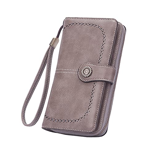 JPXXFM Retro von Frauen Einfacher Langer Geldbörse Multi -Funktion Großkapazität Brieftasche Handboy Wallet (grau, eine Größe) von JPXXFM