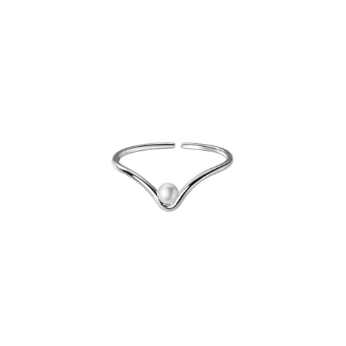 JPXXFM Ringe Ring Schmuck Männer Einfache V -Form Runde Perle Verstellbare Frauenring Hochzeit Statement Fein Schmuck von JPXXFM
