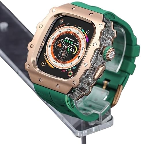 JPXXFM Rugged Edelstahl Watch Case Watch Gurt Mod Kit ， für Serie 9/8/7 45 mm Ultra 2 49 mm 44 mm ， Frauen Frauen Metall Cover Gummi -Sport -Uhren Bands von JPXXFM
