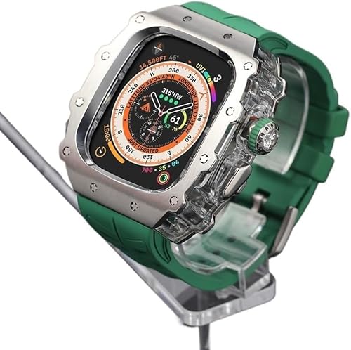 JPXXFM Rugged Edelstahl Watch Case Watch Gurt Mod Kit ， für Serie 9/8/7 45 mm Ultra 2 49 mm 44 mm ， Frauen Frauen Metall Cover Gummi -Sport -Uhren Bands von JPXXFM
