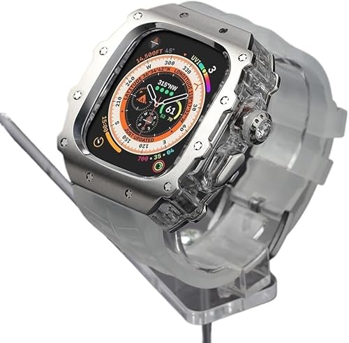 JPXXFM Rugged Edelstahl Watch Case Watch Gurt Mod Kit ， für Serie 9/8/7 45 mm Ultra 2 49 mm 44 mm ， Frauen Frauen Metall Cover Gummi -Sport -Uhren Bands von JPXXFM