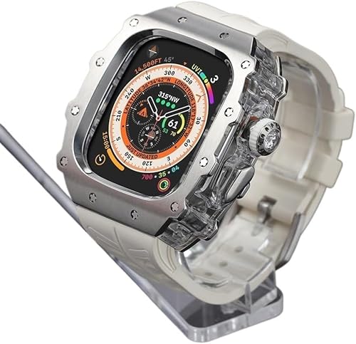 JPXXFM Rugged Edelstahl Watch Case Watch Gurt Mod Kit ， für Serie 9/8/7 45 mm Ultra 2 49 mm 44 mm ， Frauen Frauen Metall Cover Gummi -Sport -Uhren Bands von JPXXFM