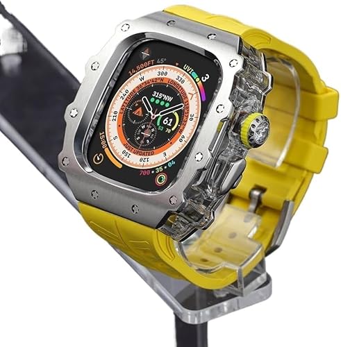 JPXXFM Rugged Edelstahl Watch Case Watch Gurt Mod Kit ， für Serie 9/8/7 45 mm Ultra 2 49 mm 44 mm ， Frauen Frauen Metall Cover Gummi -Sport -Uhren Bands von JPXXFM