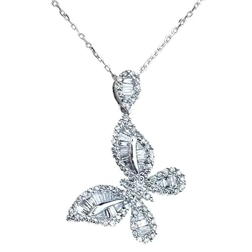 JPXXFM Schmetterling Moissanit Diamant Anhänger Hochzeitsanhänger Halskette für Frauen Brautschmuck JPXXFM Schmetterling Moissanit Diamant Anhänger Hochzeitsanhänger Halskette für Frauen Brautschmuck von JPXXFM