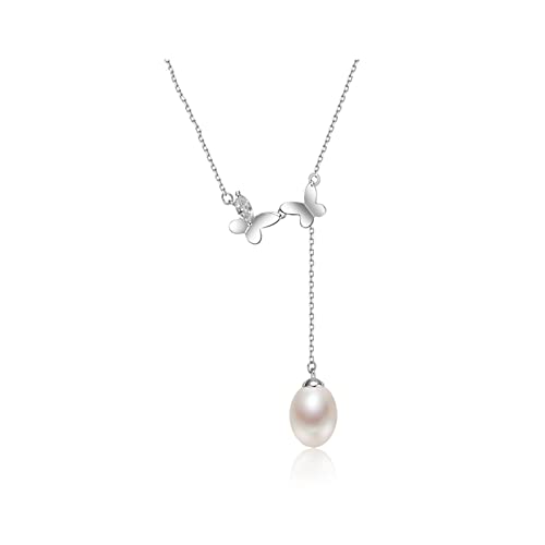 JPXXFM Schmuck/Halsketten Halskette S925 Süßwasserperlen Anhänger Kette 7-8mm weiße Dropform Mode weibliche Schmuckgeschenk Frauen Anhänger von JPXXFM
