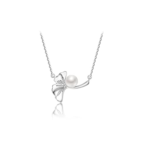 JPXXFM Schmuck/Halsketten S925 Süßwasserperlen Anhängerkette Geschenk 5-6mm weiß gedämpfte Brötchenblattform Mode Mode All-Match Halskette Frauenanhänger von JPXXFM
