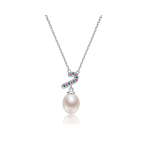 JPXXFM Schmuck/Halsketten kleine Rohrkette 925 Süßwasserperlen Anhänger Kette 8-9mm Drop Form Mode weibliche Schmuckgeschenk Frauen Anhänger von JPXXFM