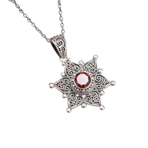 JPXXFM Schmuck Neue 2025 Ankunft Frauen Retro Ruby Muster Design Anhänger Halskette Bankettparty S für Sie trendy kreatives Geschenk Geschenk von JPXXFM