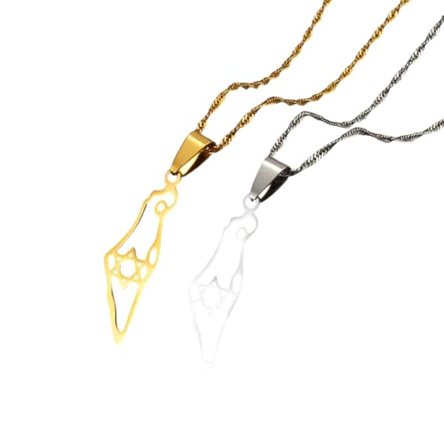 JPXXFM Schmuck Neue 2025 Kundu Israel Karte Anhänger Halsketten Frauen Geschenke, Farbe/Farbe mit für Sie Schmuck Mode kreatives Geschenk, kostenlose Größe, Edelstahl, keine Edelstein -Halsketten von JPXXFM
