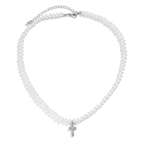 JPXXFM Schmuck für Frauen Männer Taufe Halsketten zierlich Strassheizpendel Halskette geschichtete Kreuz Halsketten christliche Geschenke Einfache trendige Schmuck Geschenk Girls Girls Geschenke von JPXXFM