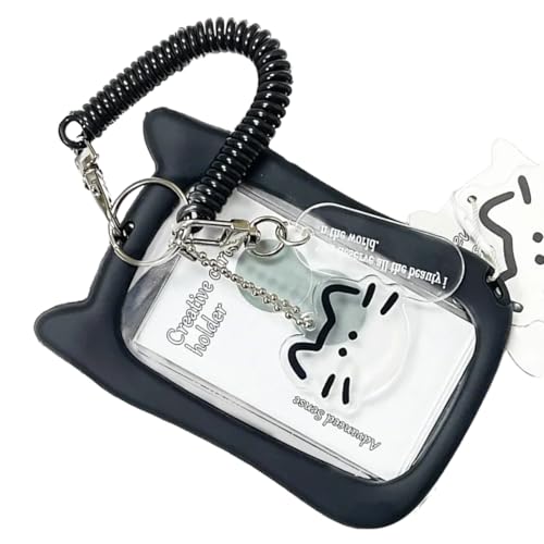 JPXXFM Schöne Kartenabdeckung Kreditkartenkoffer Schutzhülle Photokardhalter Katzen Ohrbus Beschützer Schlüsselbund Anhänger Holds Katzen Ohrhülle klarer Bus Schöne Fotokarte von JPXXFM