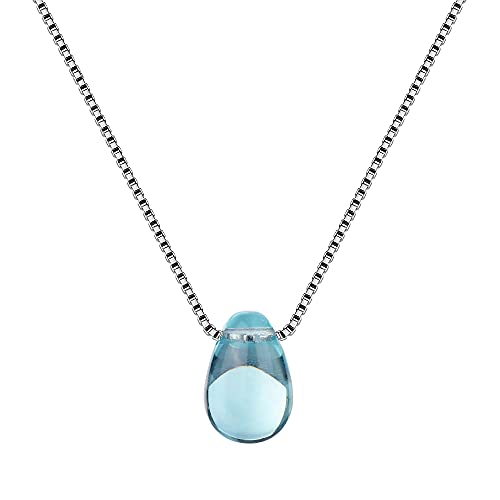 JPXXFM Schöne weibliche blaue Kristall 925 Schmuck Wassertemperament Temperament Schlüsselkette Anhänger Halsketten von JPXXFM