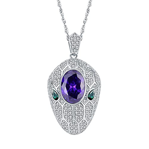 JPXXFM Solid Silver 10 * 14mm Amethyst Pendant Necklace for Women Wedding Jewelry Lady Gift von JPXXFM