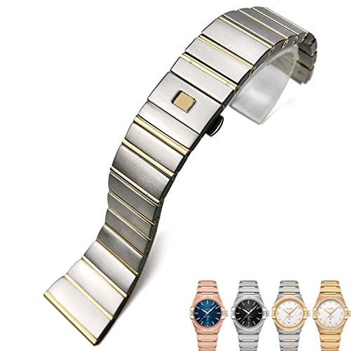 JPXXFM Stainless Steel Watch Bands Folding Buckle Watch Strap For Omega Double Eagle Constellation Bracelet 15mm 17mm 18mm 23mm 25mm von JPXXFM
