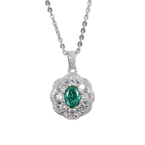 JPXXFM Sterling Blume Moissanit Edelstein Hochzeit Anhänger Halskette für Frauen Schmuck von JPXXFM