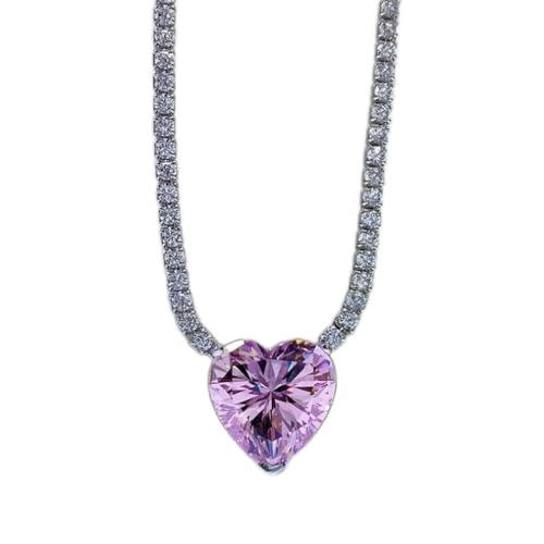 JPXXFM Sterling Heart 12 mm Moissanit Edelstein Hochzeit Engagement Anhänger Halskette Schmuck von JPXXFM